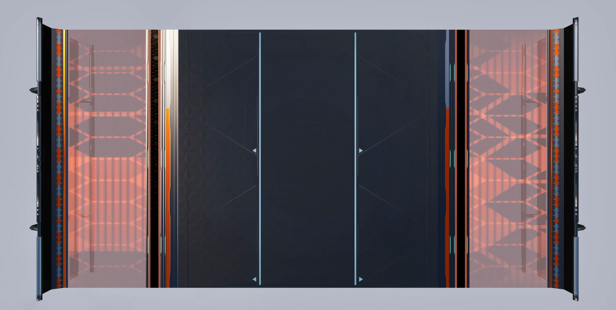 shrezee datamine: the same Season 3 track with side hazards active, the rails glowing red along both sides of the racing lane