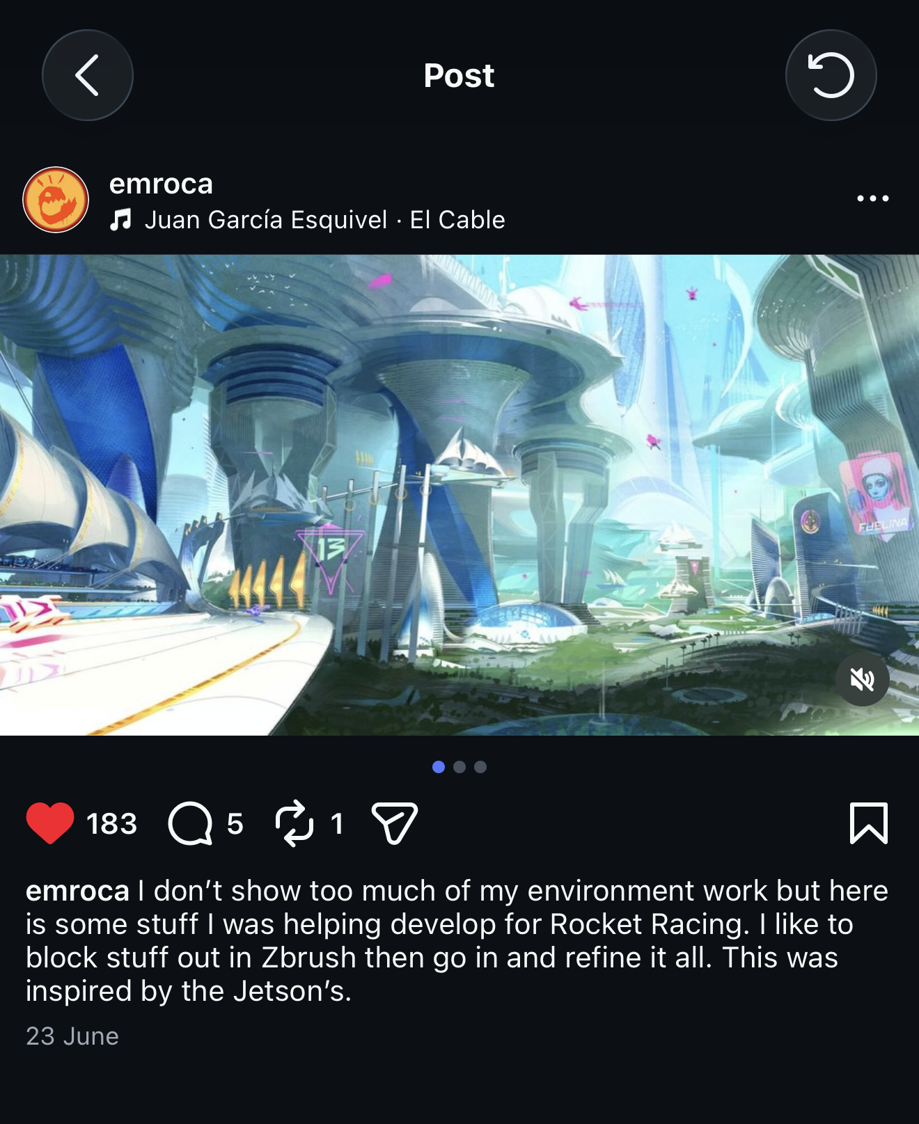 The Emroca Instagram post as captured