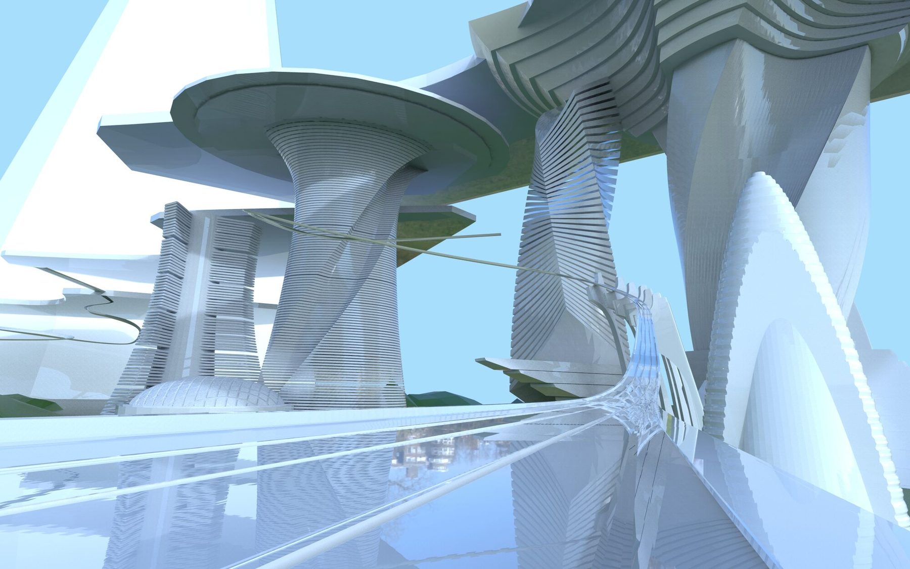 Muy Grande: a colossal sail canopy resort structure straddling the track