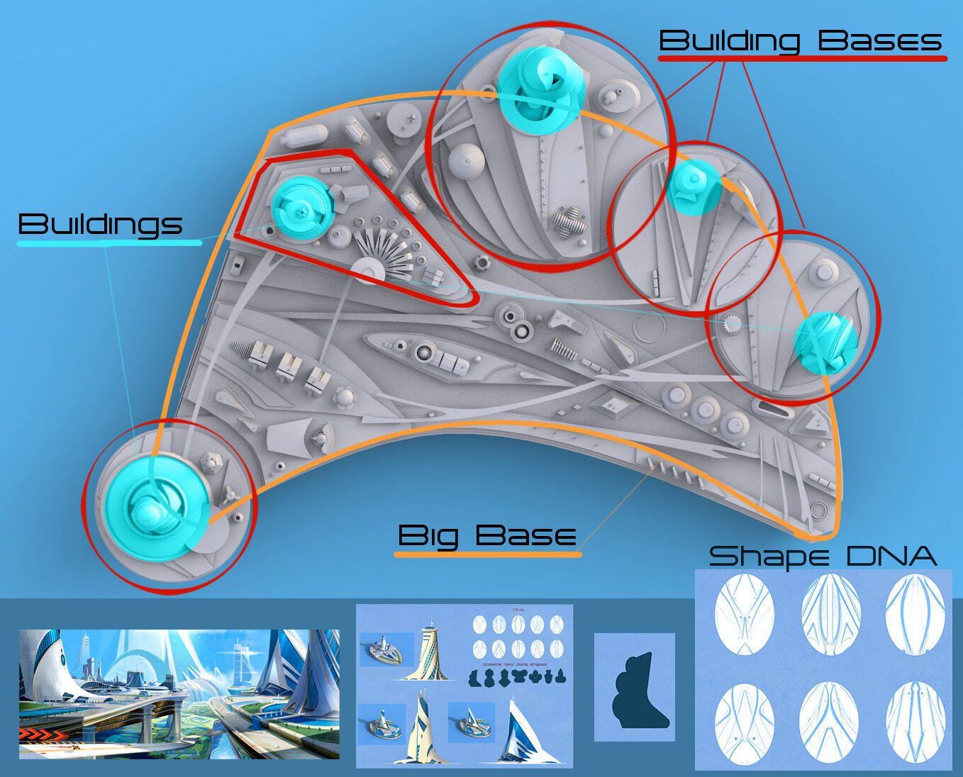 A stylized city circuit with the track curving away beneath neon signage