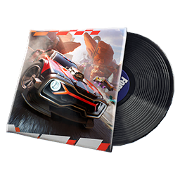 The Rocket Racing Theme as a Lobby Music item: the mode's own vinyl and cover art, in the Item Shop from December 8, 2023 to March 8, 2024