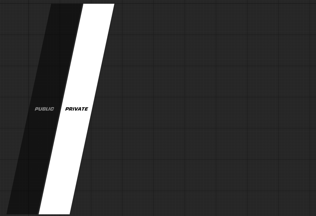 shrezee raw capture: the isolated PUBLIC/PRIVATE toggle over the UMG transparency checkerboard